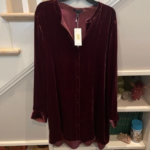Eileen Fisher XL burgundy velvet long sleeve and long blouse.  New with tags